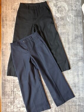 Bundle of 2 Classic Wool Straight-Leg cropped ankle Dress Pants - Black and Navy